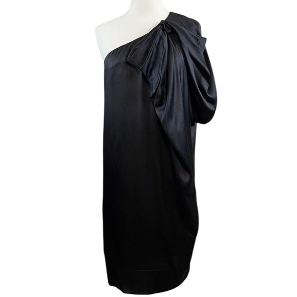 Stella McCartney Italy Draped Silk One Shoulder Cocktail Dress Black 40 US 4/6 - Picture 10 of 10